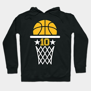 10 Years Old Boy 10th Birthday Basketball Theme Hoodie